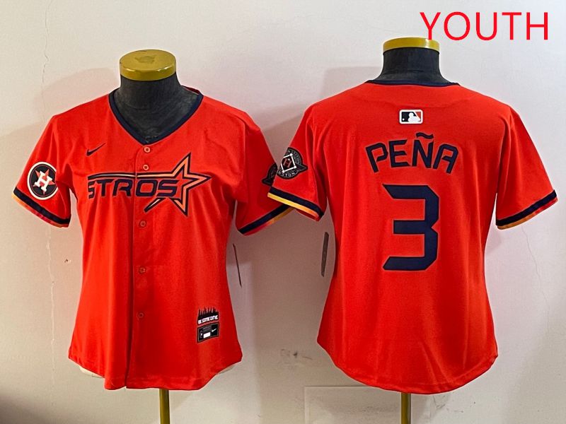 Youth Houston Astros Blank #3 Pena Three generations Joint Name 2025 Nike MLB Jersey style 6